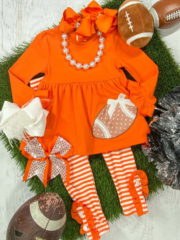 Pre-order GLP1588 baby girls orange football outfits ( Deadline August 6 )