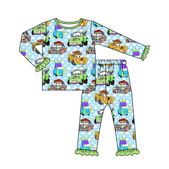 GLP1724 pre order long sleeve cartoon green girls pajamas