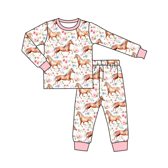 GLP1831 pre order long sleeve western horse floral pajamas