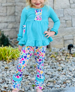 GLP1873 pre order long sleeve leopard blue girls outfits