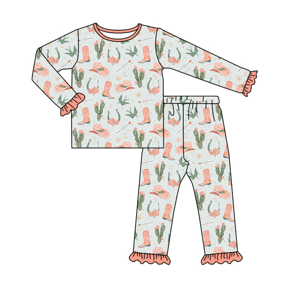 GLP1968 pre order long sleeve western cactus girls pajamas