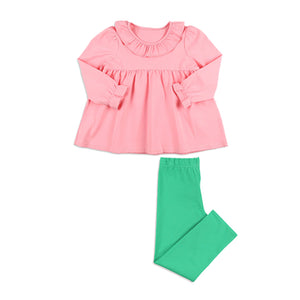 GLP2045 pre order long sleeve pink top + green legging outfits