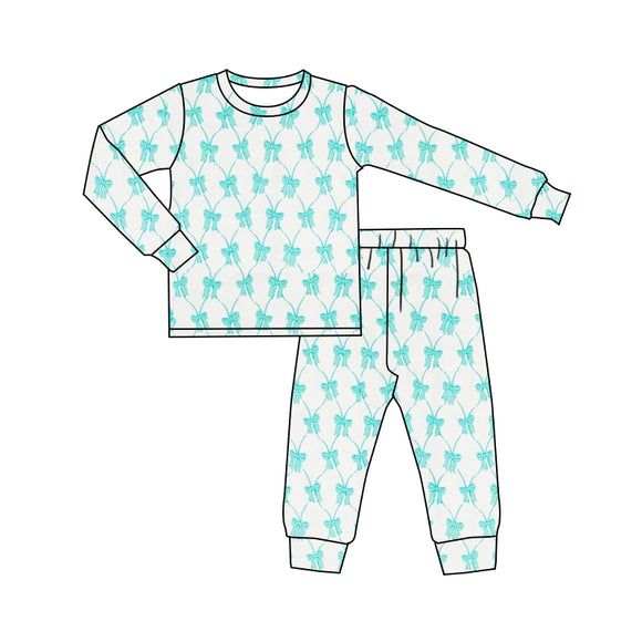 GLP2049 pre order long sleeve green bow pajamas