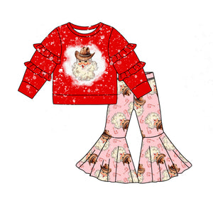 GLP2074 pre order long sleeve western Santa girls outfits