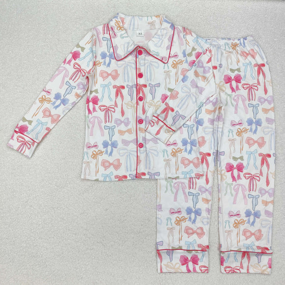 GLP2077-- long sleeve pink bow adult pajamas outfits