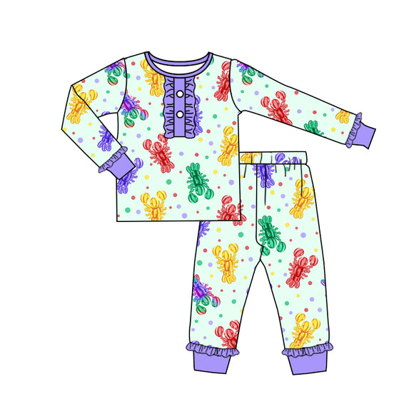 GLP2112  pre order long sleeve Mardi Gras crayfish pajamas