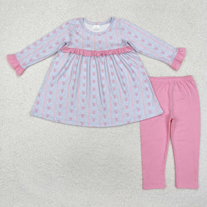 GLP2145  long sleeve Christmas floral pink girl outfits