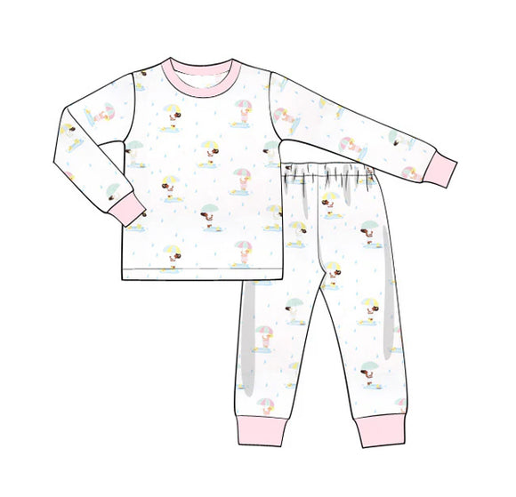 GLP2182  pre order long sleeve becak pink girls pajamas