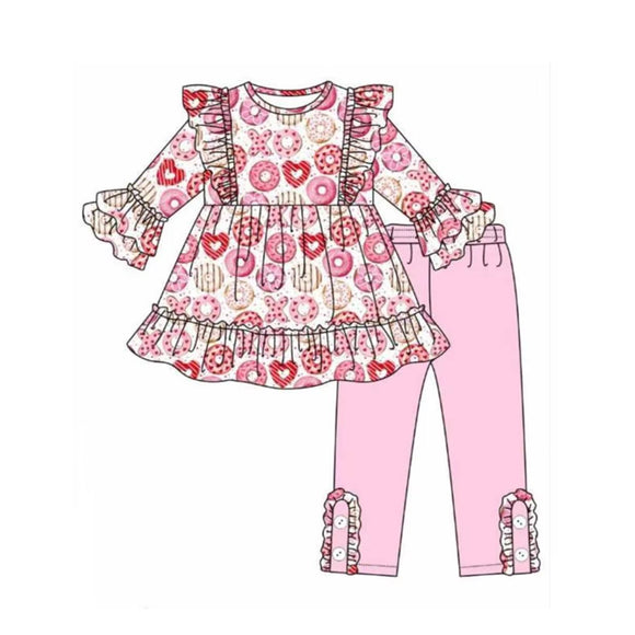 GLP2083  pre order long sleeve Valentine's day donut pink girls outfits