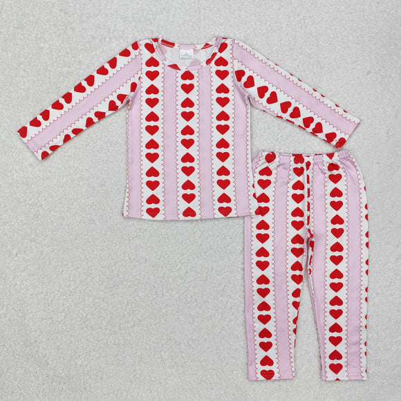 GLP2191  toddler girl clothes love print girl Valentine's Day pajamas set