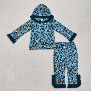 GLP2239 baby Girls green leopard print pajamas