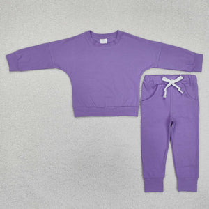 GLP2249 Girl clothes purple winter pajamas set