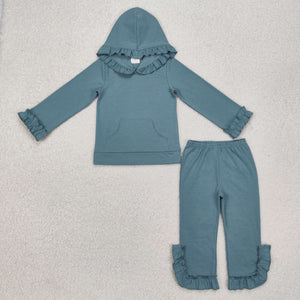 GLP2250 Girls cotton ruffle hoodies outfits