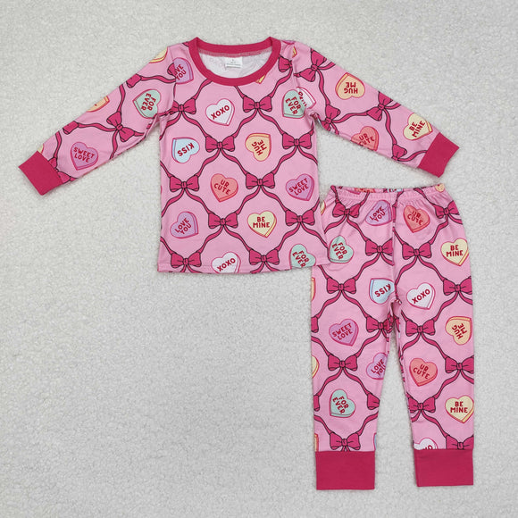 GLP2252 Girl pink love heart pajamas set