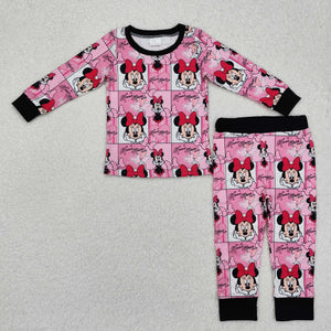 GLP2280 baby Girls pink cartoon mouse pajamas