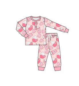 Pre-order GLP2286 baby Girl Valentine's Day pink pajamas ( Deadline Dec.18 )