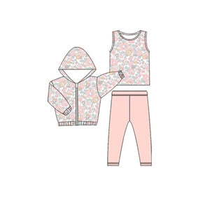 Pre-order GLP2313 baby Girls pink floral outfits  ( Deadline Dec.29 )