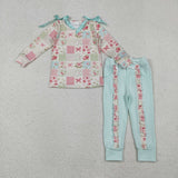 GLP2551 baby girls long sleeve flower long pant outfits