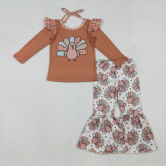 GLP2605 girls Thanksgiving turkey brown outfits
