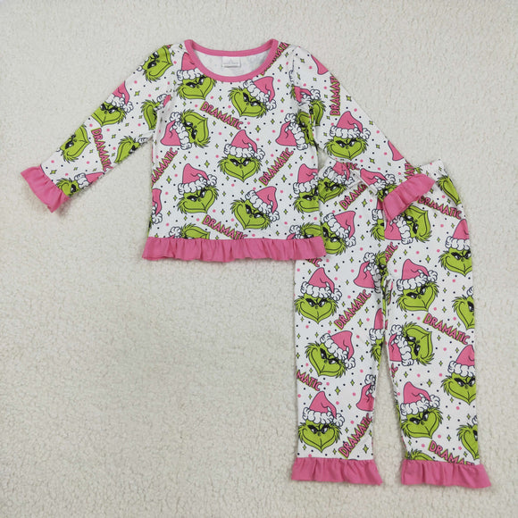 GLP2645 baby girls Christmas DRAMATIC pink green pajamas