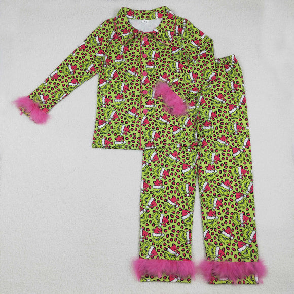 GLP2670 adult women green button rose furry pajamas