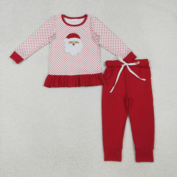 GLP2708 baby girls embroidered Christmas Sana Claus red outfits