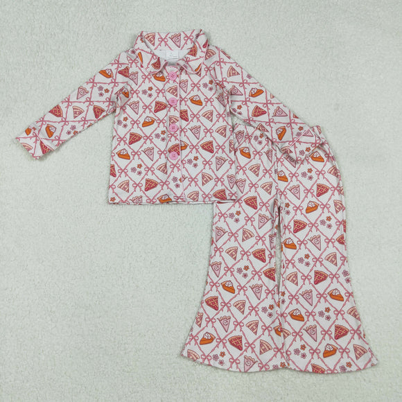 GLP2738  toddler girl clothes  pie girl thanksgiving winter pajamas set