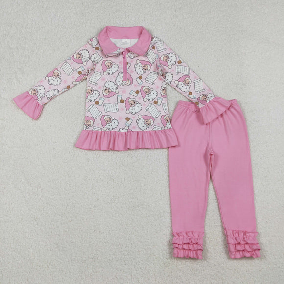 GLP2750 baby girls Christmas Santa Claus zipper pink outfits 12/18m-7/8t
