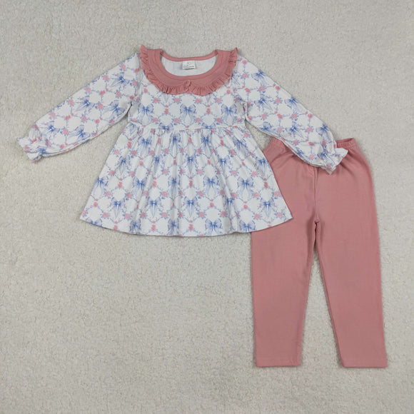 GLP2774 baby girls bow pink long sleeves outfits