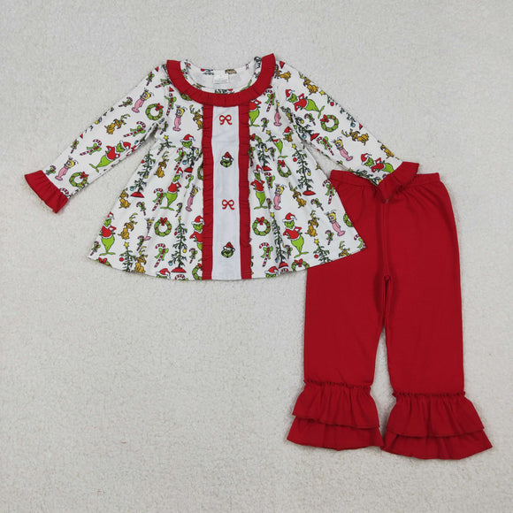 GLP2812 baby girls Christmas long sleeves red outfits