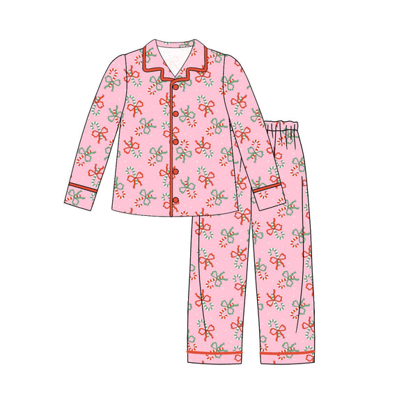 Pre-order GLP2814 adult Christmas bow button pajamas ( Deadline 2025.9.24）