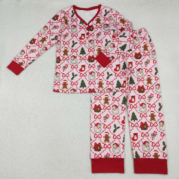 GLP2815 adult Christmas button red pajamas