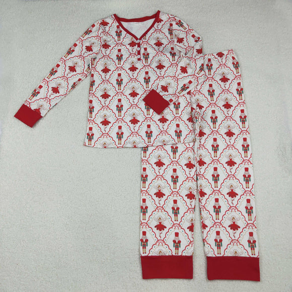 GLP2816 adult Christmas Soldier button red pajamas