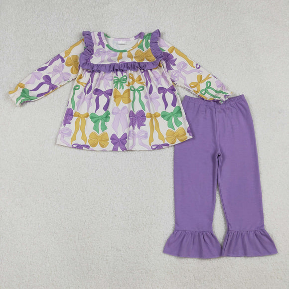 GLP2822  baby girls Mardi Gras mask purple outfits 12/18M-7/8T