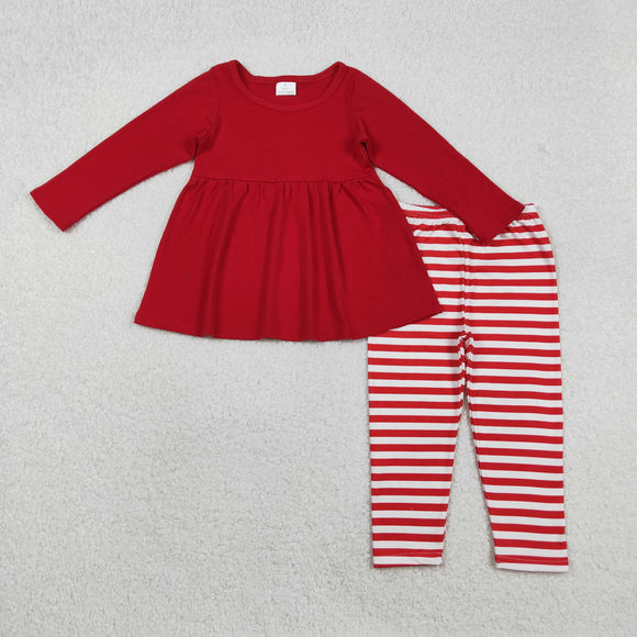 GLP2864 baby girls red long sleeve stripe outfits
