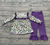 9.12 Pre-order GLP2869 baby girls Mardi Gras leopard purple outfits