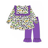 9.12 Pre-order GLP2869 baby girls Mardi Gras leopard purple outfits