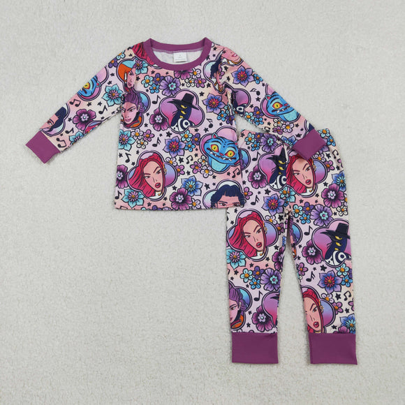 GLP2917  baby girls cartoon purple pajamas