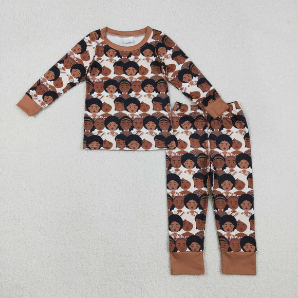 GLP2948 baby girls brown cartoon pajamas
