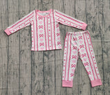 Pre-order GLP2984  baby girls stripe  pink red bow pajamas