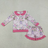 GLS0082 girls doll girls long sleeve shorts outfits