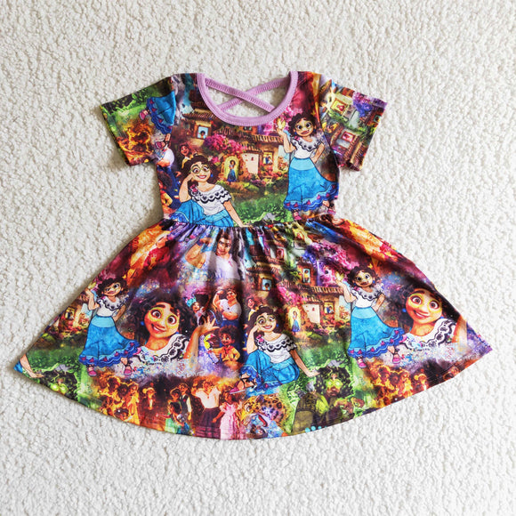 GSD0013--cartoon colorful short sleeve girls dress