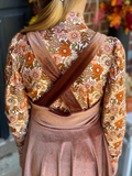 Brown velvet one-piece dress