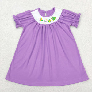 GSD0502--- Mardi Gras short sleeve purple dress