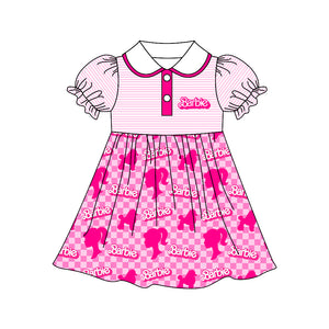 GSD0522--pre order new style short sleeve cartoon girls pink dress