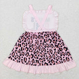 GSD0555--mama's girls pink leopard girls dress