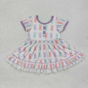 GSD0583--Easter rabbit purple girls dress