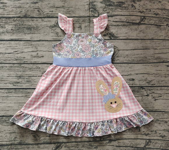 GSD0593--pre order Easter embroiered rabbit and floral girls dress