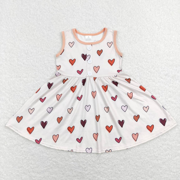 GSD0617--short sleeve Valentine love orange girls dress