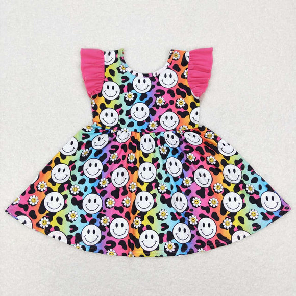 GSD0636-- summer western smile flower colorful girls clothing